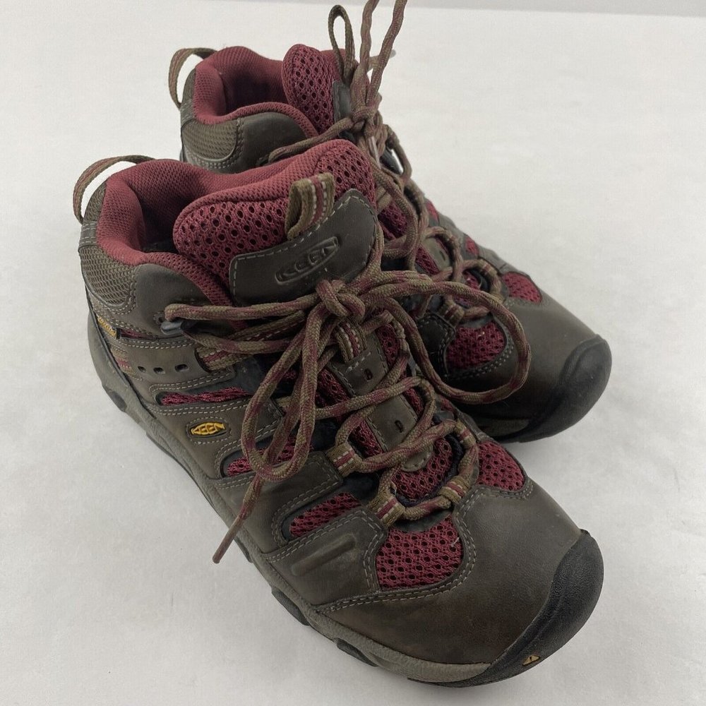 Keen Koven Low Waterproof Hiking Shoes Youth Size 6 Brown/Purple Lace Up